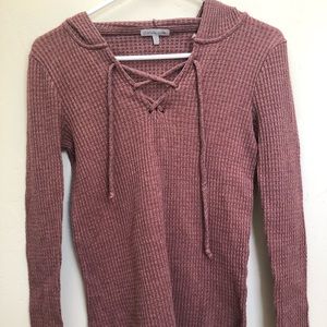 Thin lace up sweater